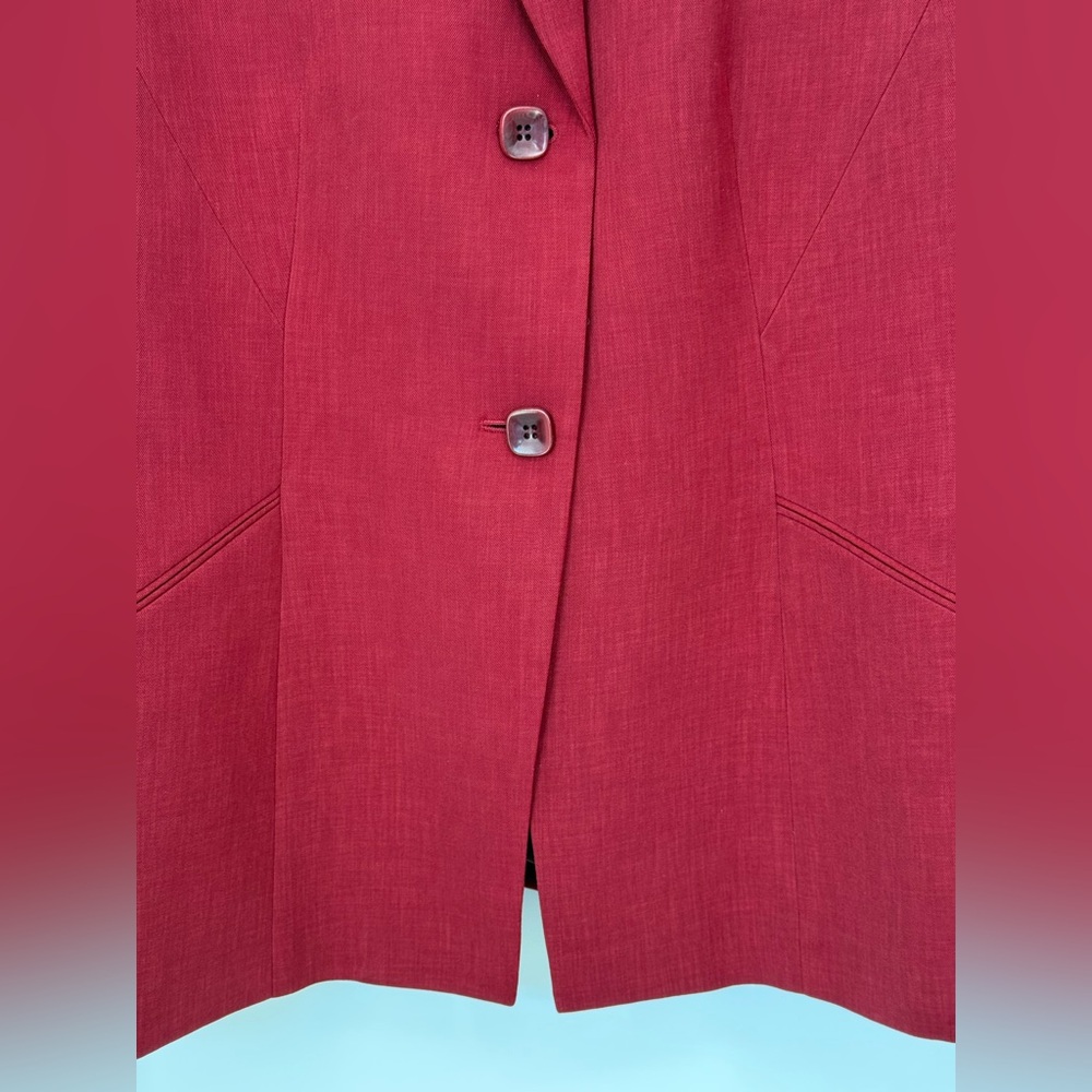 Kasper Red Skirt/Blazer Suit Set – Classic Tailored Career Office Power Suit - Picture 7 of 15